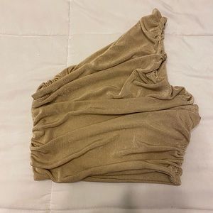 One shoulder fancy gold crop top